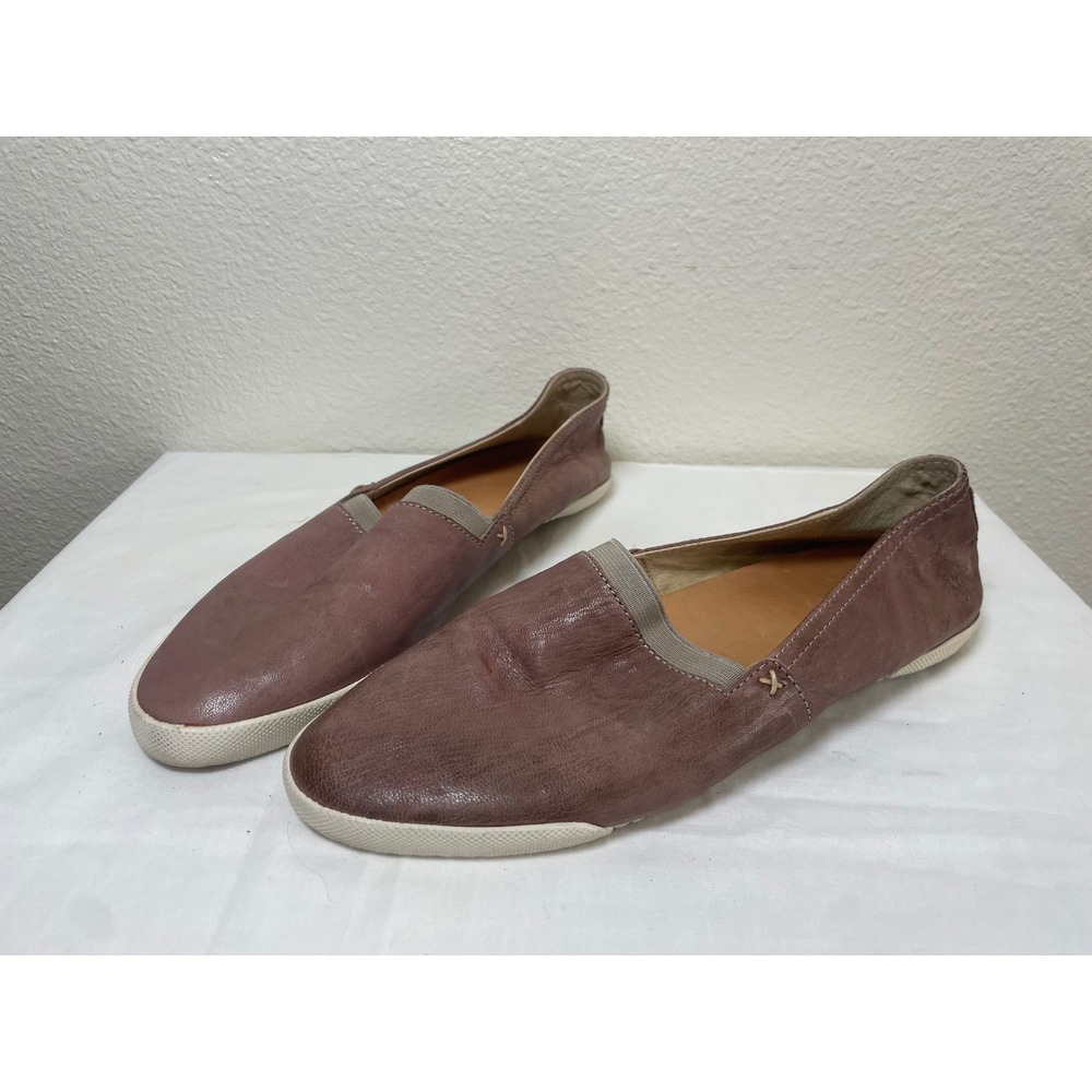 Frye‎ Melanie Slip On Loafers Womens 9.5 Grey Mauve Leather Flats Good Condition